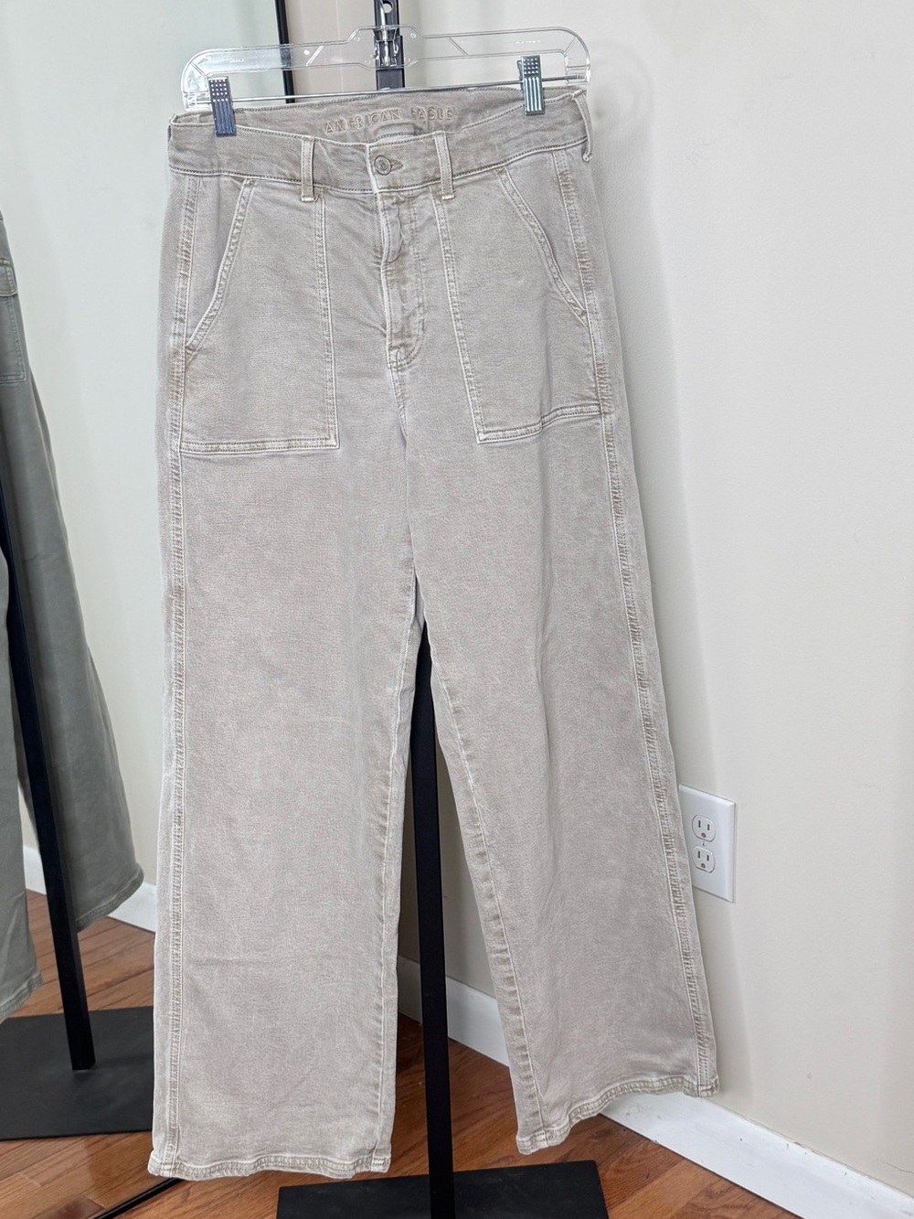 AE American Eagle Super Stretch High Waist Baggy Wide Leg Skater Pant Jeans 10 - Picture 3 of 7